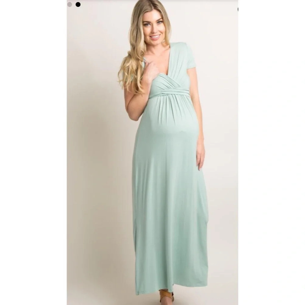 New*PInkBlush Light Olive Draped Maxi Dress